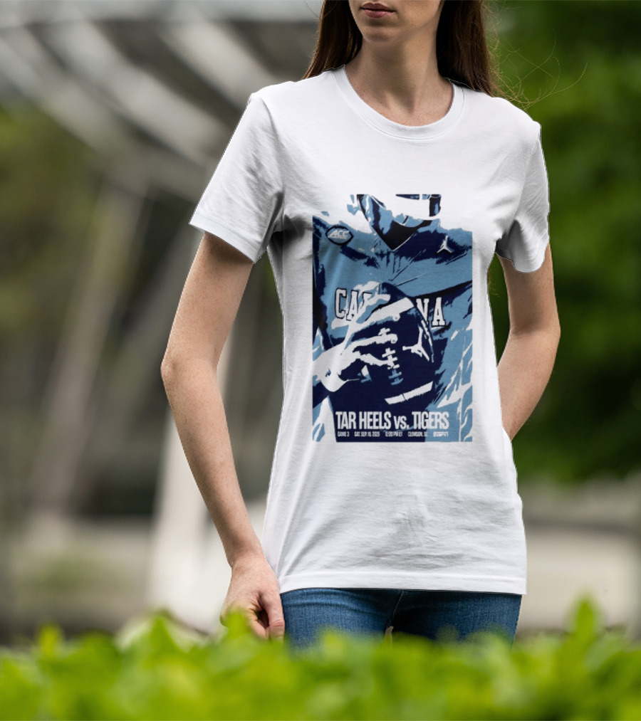 North Carolina Tar Heels Vs Clemson Tigers Football Game Sep 18 2026 Clemson SC ACC ESPN T-Shirt
