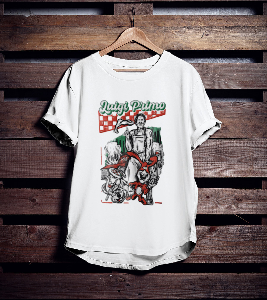 Luigi Primo Chef Tossing Pizza Dough With Rabbit And Pizza Oven T-Shirt