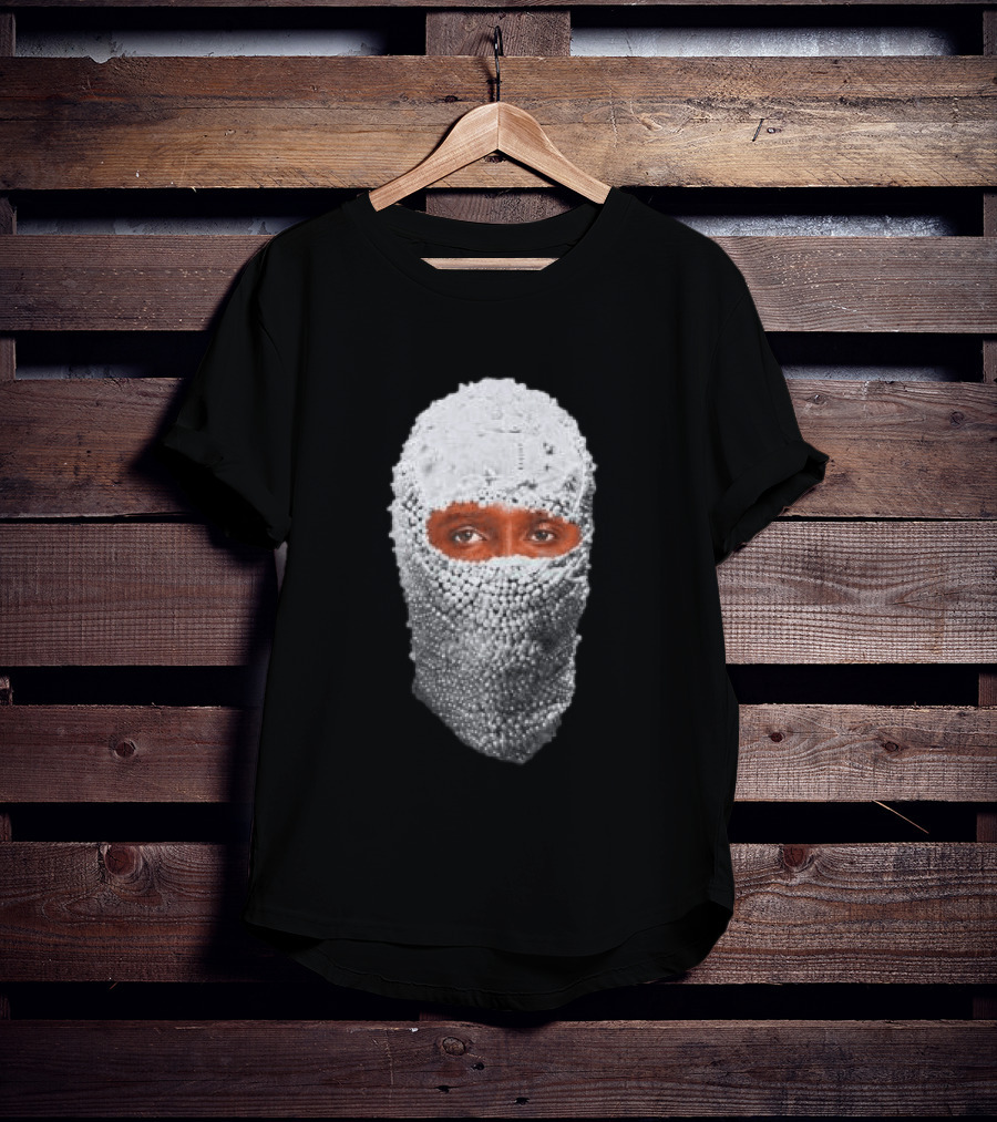 African Boy Store AFB Pearl Mask Eyes Peering Through Beaded T-Shirt