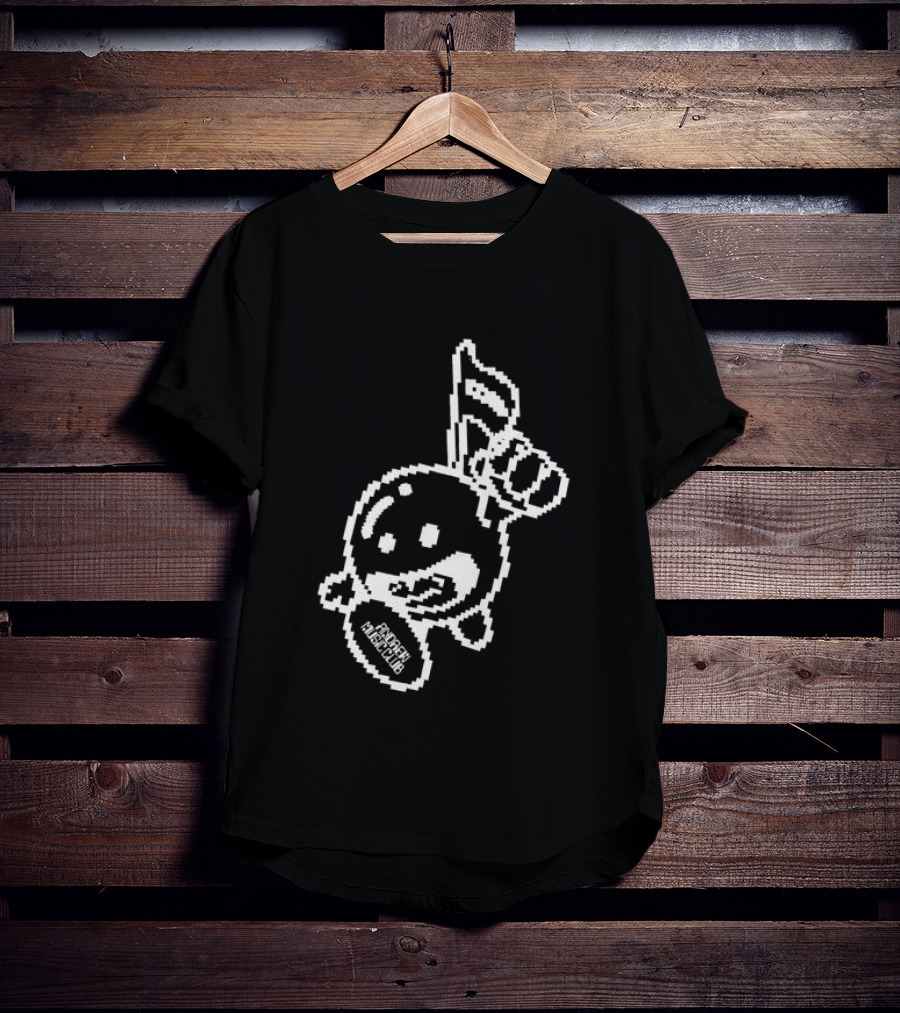 Andrew Miami Store Amc Black Pixel Art Character Holding Flag T-Shirt