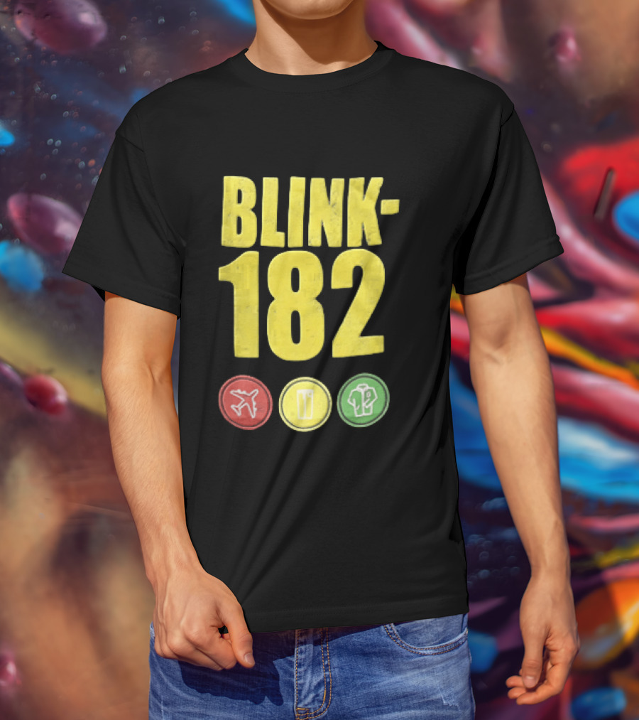 Blink 182 Yellow Airplane Glass T-Shirt