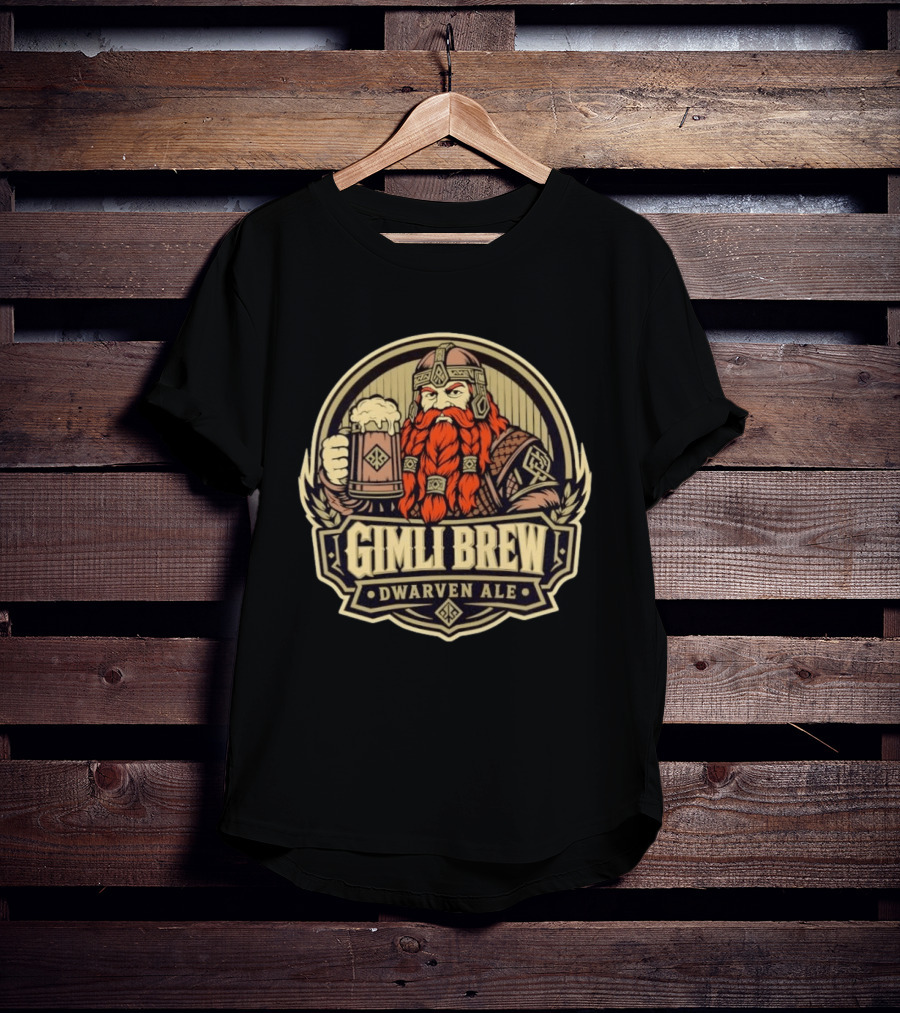 Gimli Brew Dwarven Ale Beer Mythical Fantasy Adventure T-Shirt