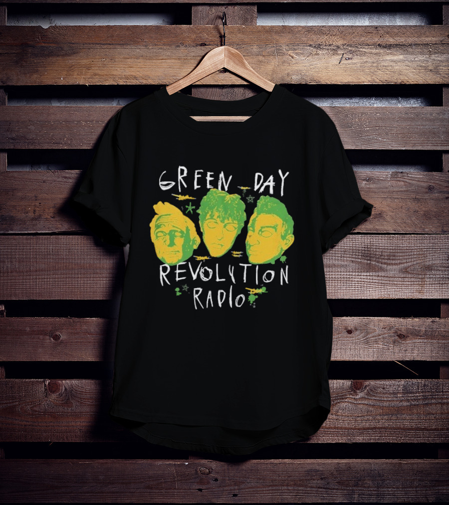 Green Day Revolution Radio Scribble Mask Faces T-Shirt