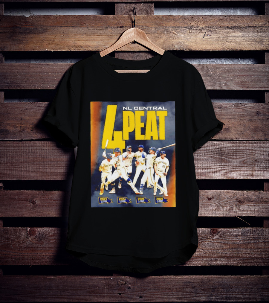 Milwaukee Brewers 4 Peat NL Central Champs 2023 2026 Players Edition T-Shirt