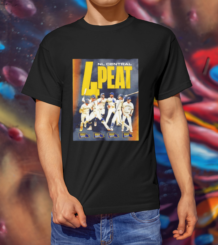Milwaukee Brewers 4 Peat NL Central Champs 2023 2026 Players Edition T-Shirt