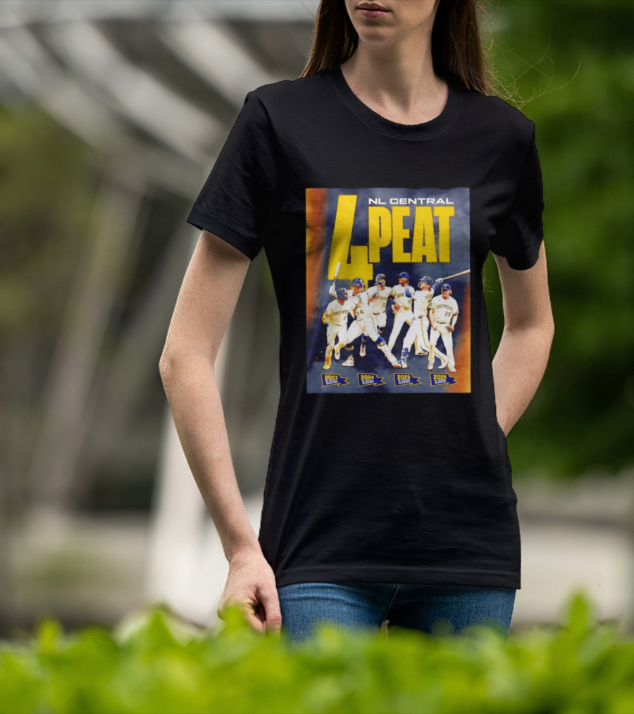 Milwaukee Brewers 4 Peat NL Central Champs 2023 2026 Players Edition T-Shirt