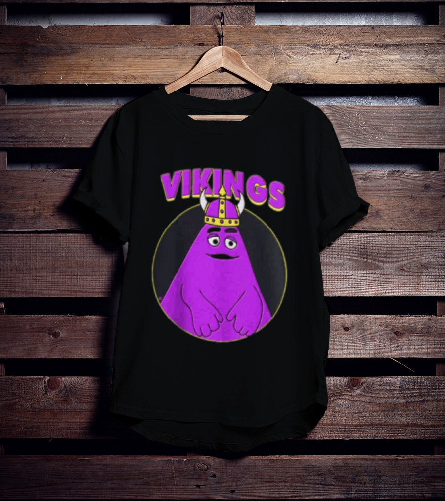 Vikings Purple Character With Horned Helmet T-Shirt