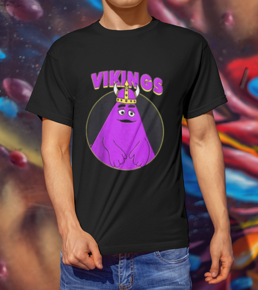 Vikings Purple Character With Horned Helmet T-Shirt