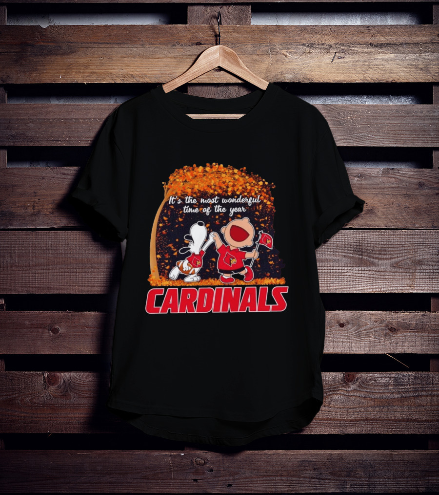Snoopy Charlie Brown Dancing Louisville Cardinals Most Wonderful Time T-Shirt