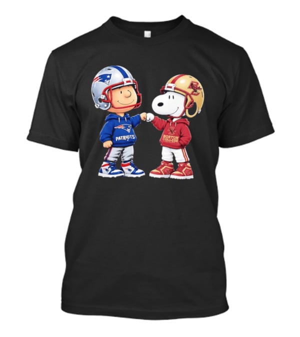 Snoopy Charlie Brown Patriots Boston College Eagles Fist Bump T-Shirt