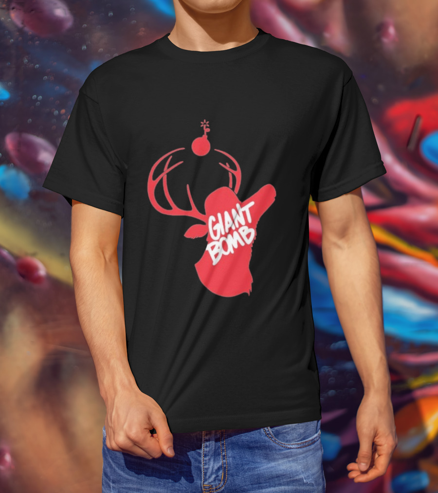 Giant Bomb Red Deer Antlers With Bomb T-Shirt