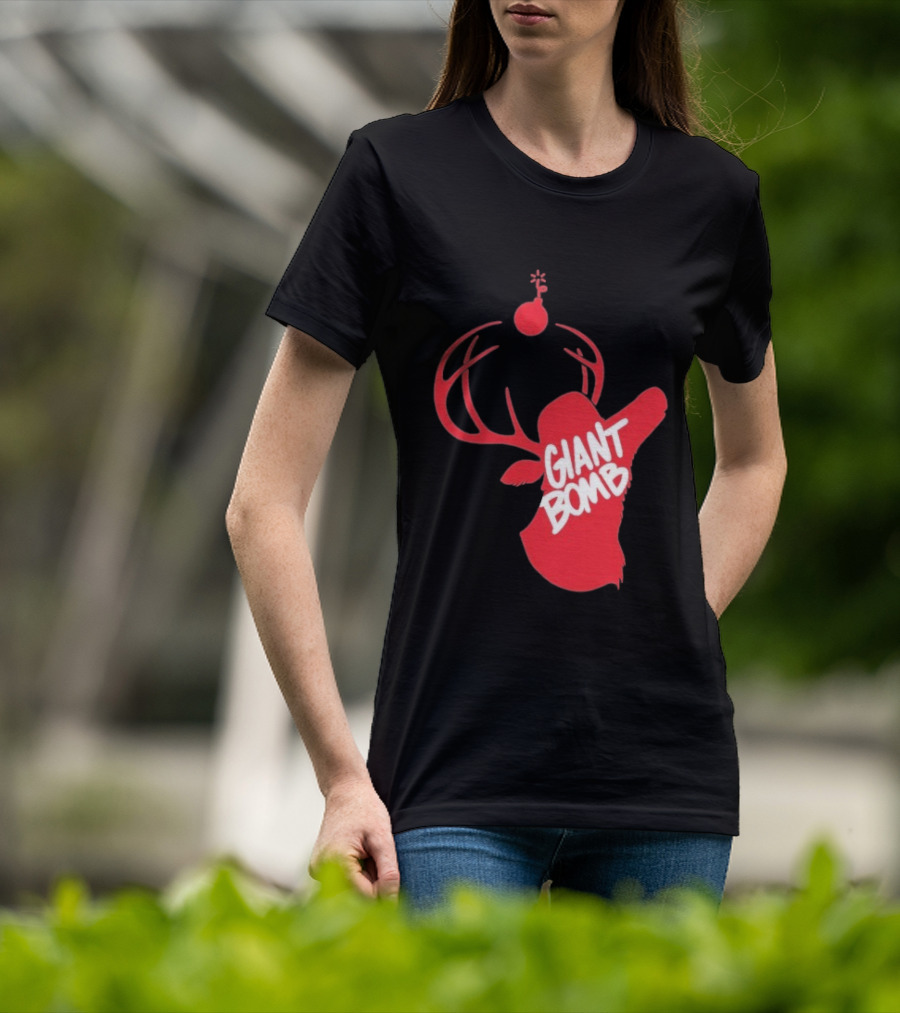 Giant Bomb Red Deer Antlers With Bomb T-Shirt