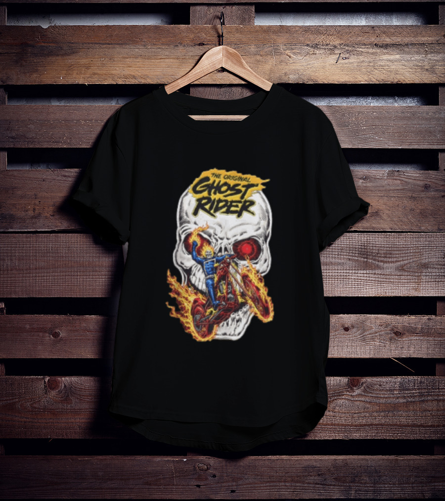 The Original Ghost Rider Flaming Skull Motorcycle Rider T-Shirt
