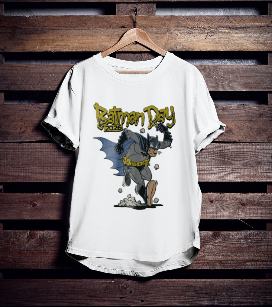 Batman Day 2026 Cartoon Running With Batarang T-Shirt