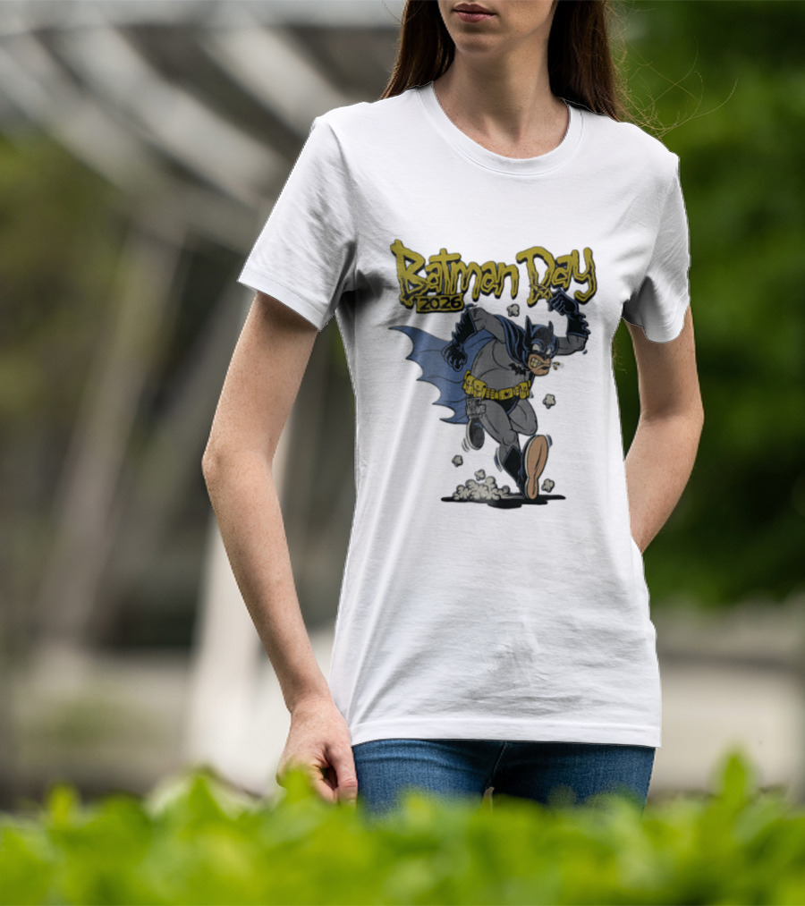 Batman Day 2026 Cartoon Running With Batarang T-Shirt