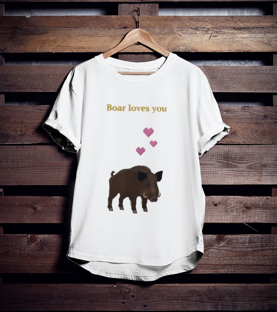 Boar Loves You With Pink Hearts T-Shirt