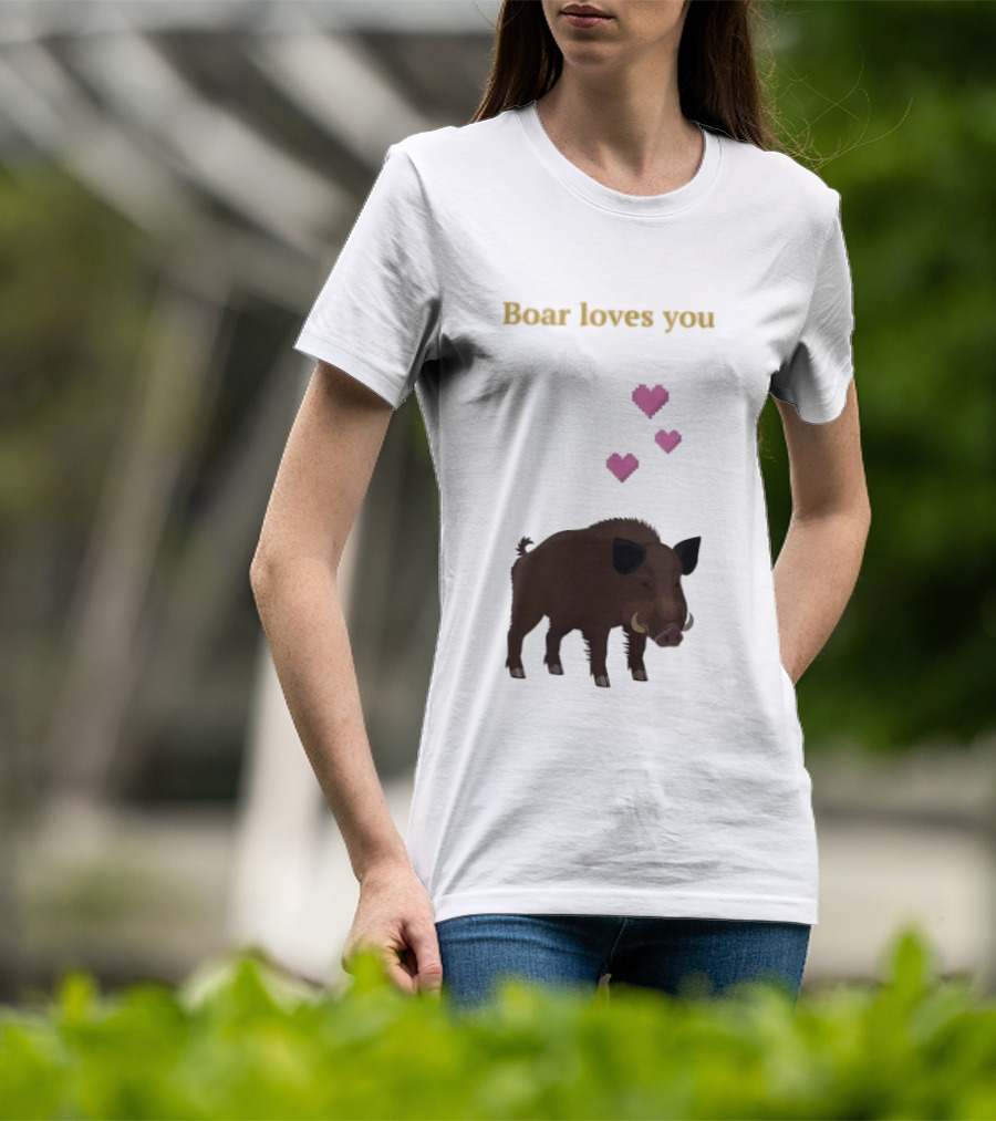 Boar Loves You With Pink Hearts T-Shirt