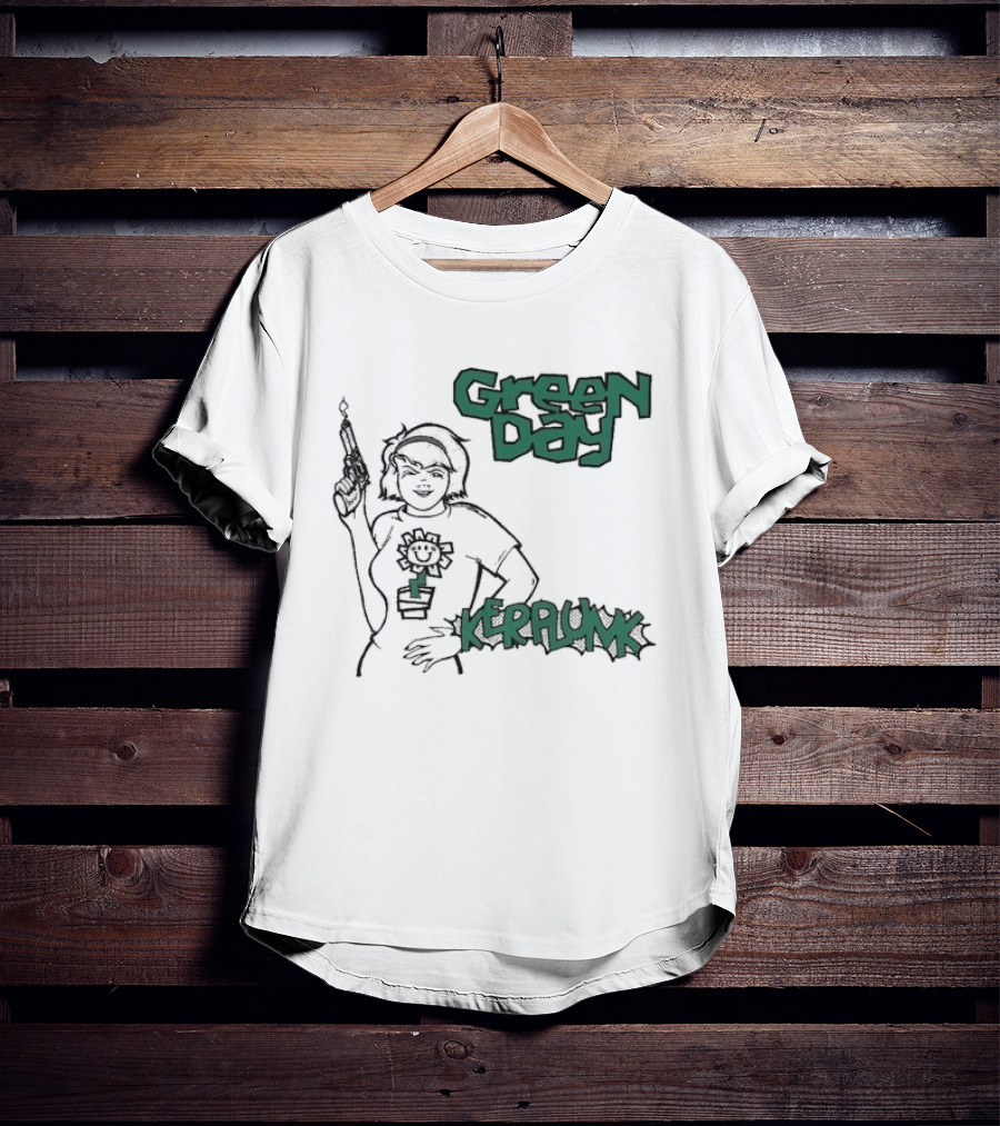 Green Day Kerplunk Vintage Character Holding Flower Pot T-Shirt