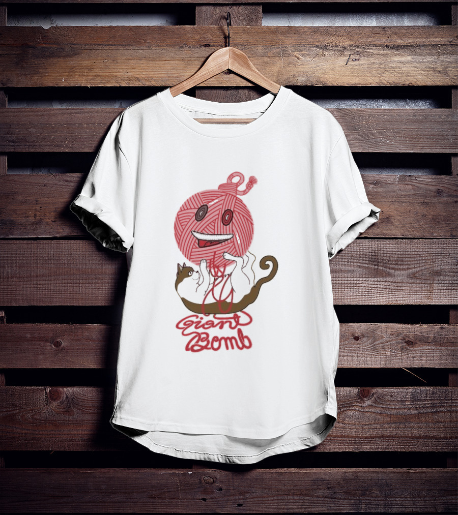 Giant Bomb Cat Monster Red Yarn Ball T-Shirt