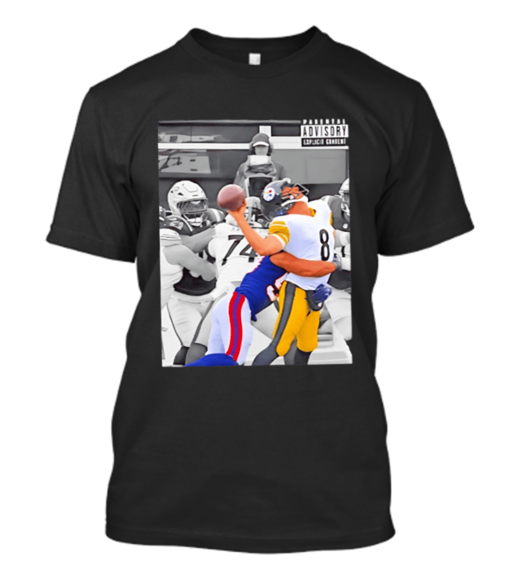 Pittsburgh Steelers Quarterback Sacked By Rival Team With Parental Advisory T-Shirt