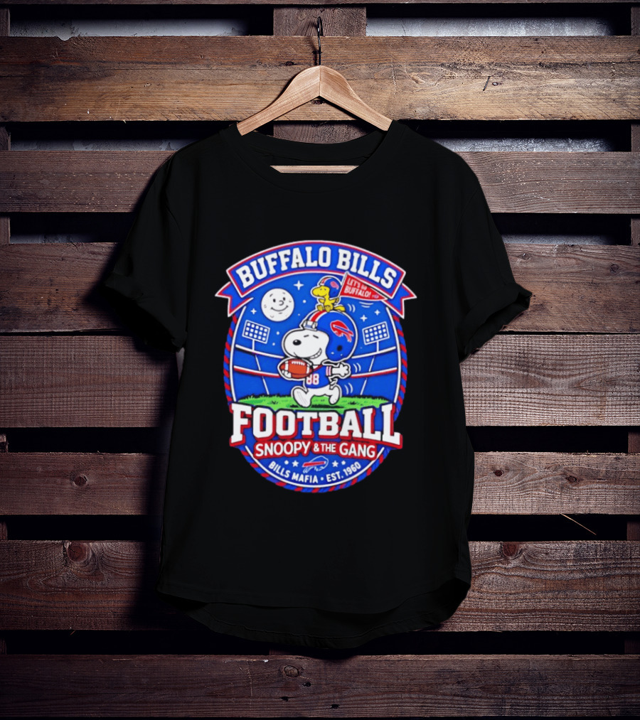 Buffalo Bills Football Snoopy & The Gang Bills Mafia Est 1960 Let's Go Buffalo T-Shirt