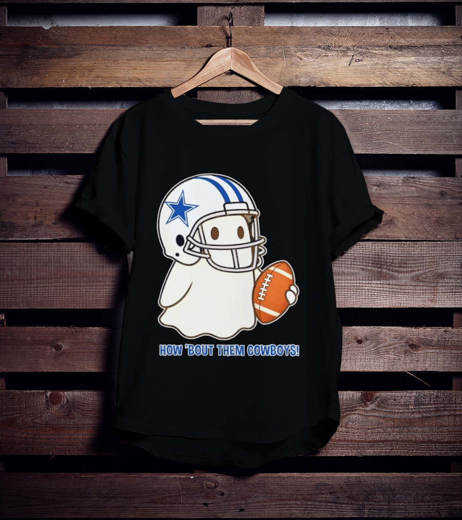 Dallas Cowboys How 'Bout Them Cowboys Halloween Ghost Football Star Helmet Football T-Shirt