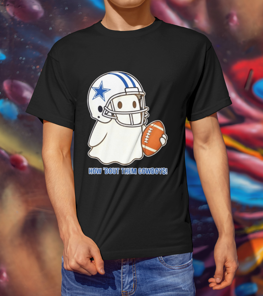 Dallas Cowboys How 'Bout Them Cowboys Halloween Ghost Football Star Helmet Football T-Shirt