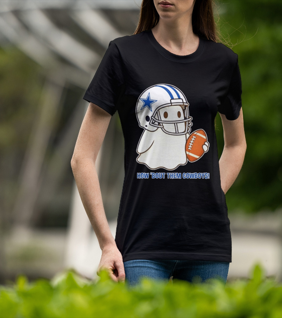 Dallas Cowboys How 'Bout Them Cowboys Halloween Ghost Football Star Helmet Football T-Shirt