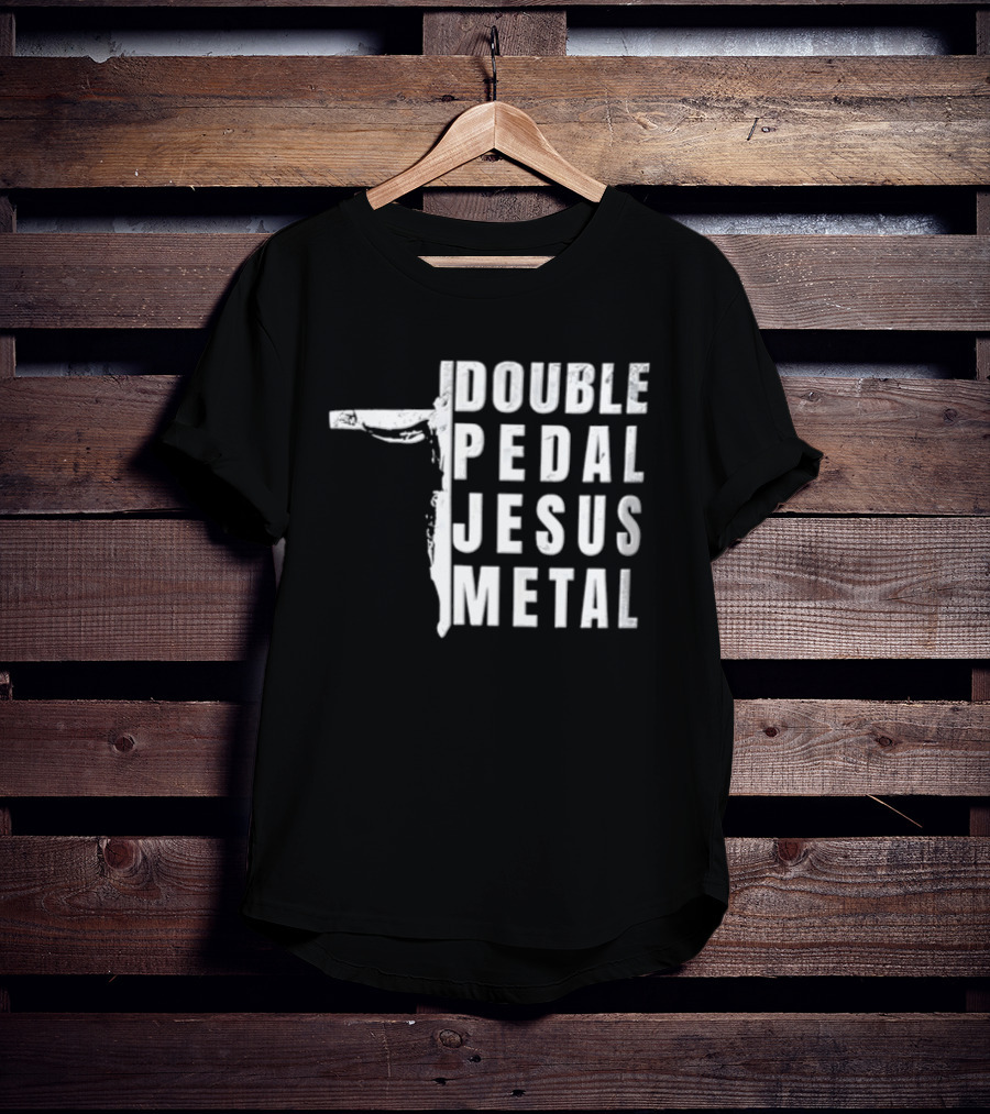 Double Pedal Jesus Metal Crucifix Shape Grunge T-Shirt