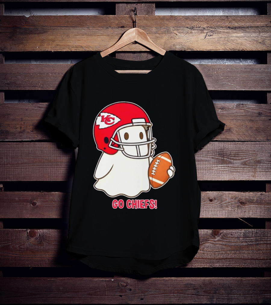 Kansas City Chiefs Go Chiefs Halloween Ghost Football Helmet T-Shirt
