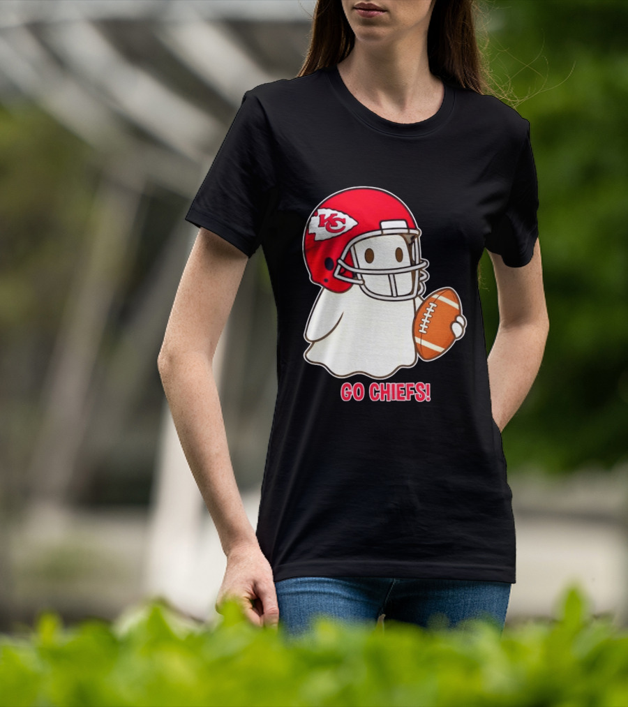 Kansas City Chiefs Go Chiefs Halloween Ghost Football Helmet T-Shirt
