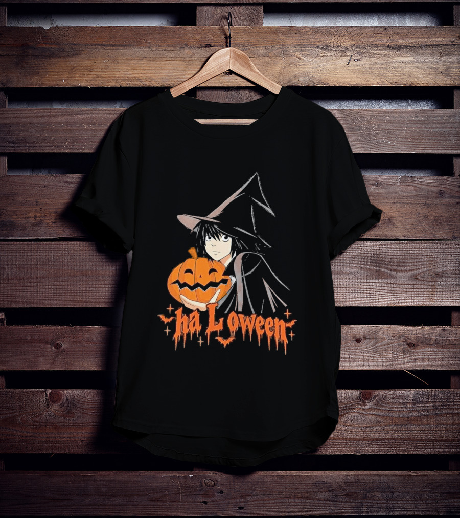 L Lawliet Witch With Pumpkin Halloween Death Note Anime T-Shirt