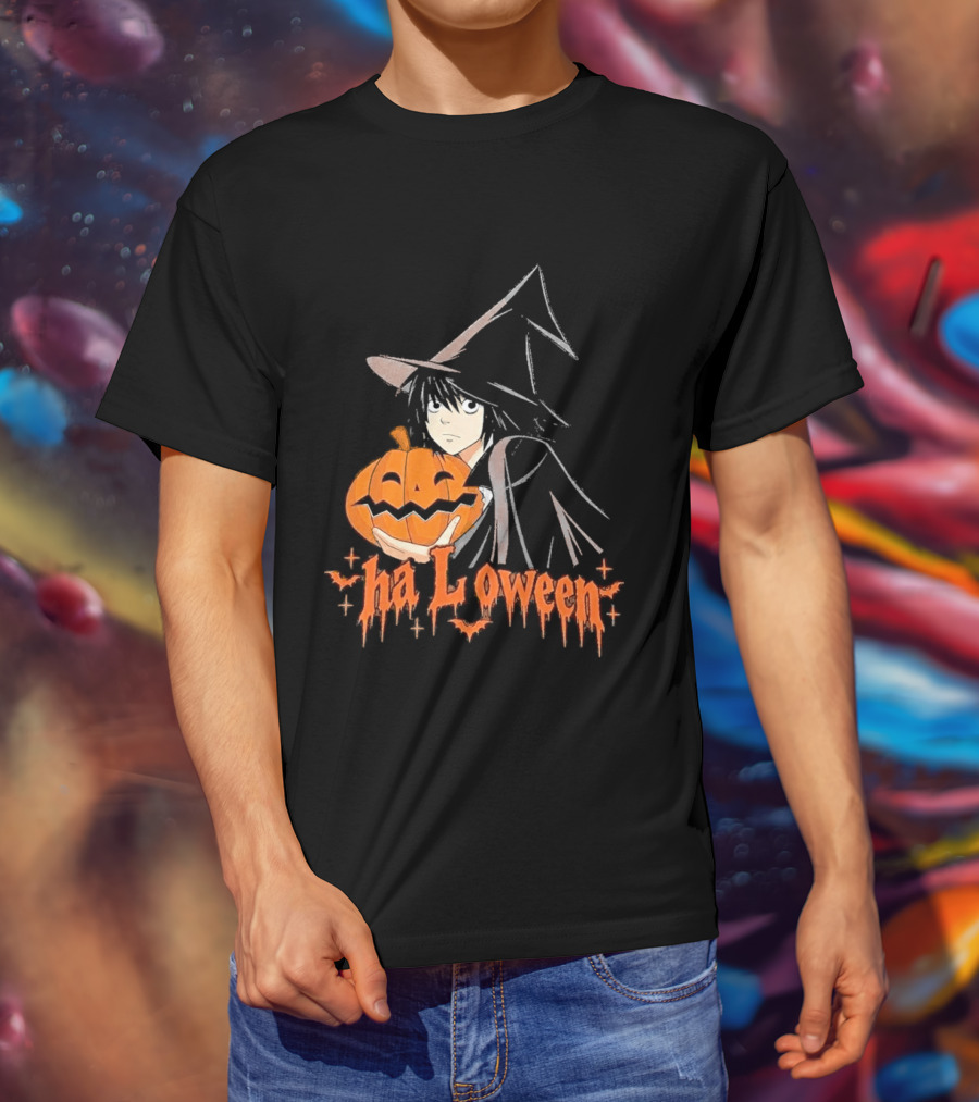 L Lawliet Witch With Pumpkin Halloween Death Note Anime T-Shirt