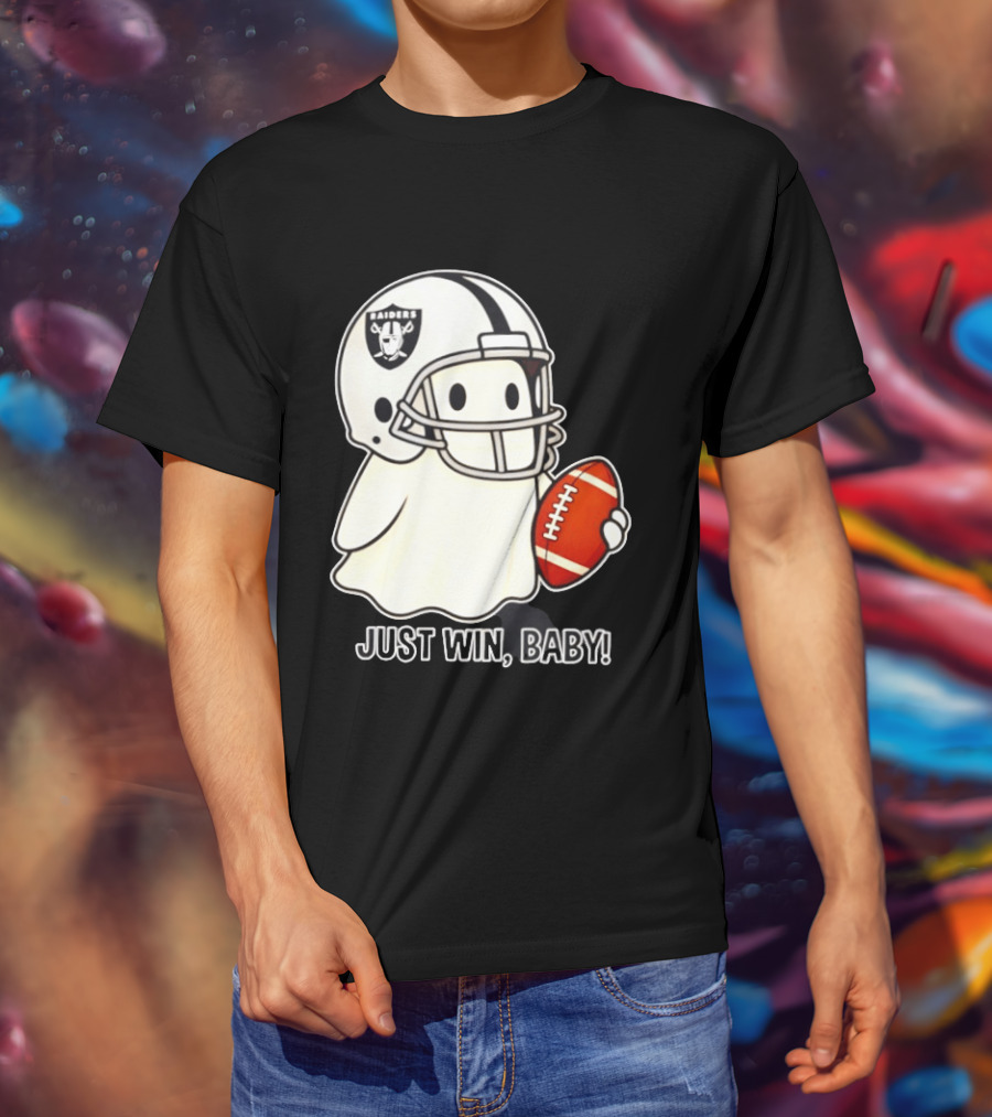 Las Vegas Raiders Just Win Baby Ghost Football Halloween 2026 T-Shirt