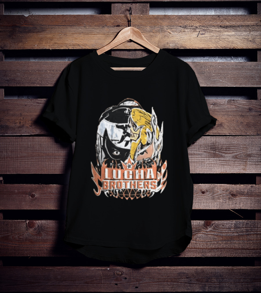 Lucha Brothers Masked Wrestlers Flames T-Shirt