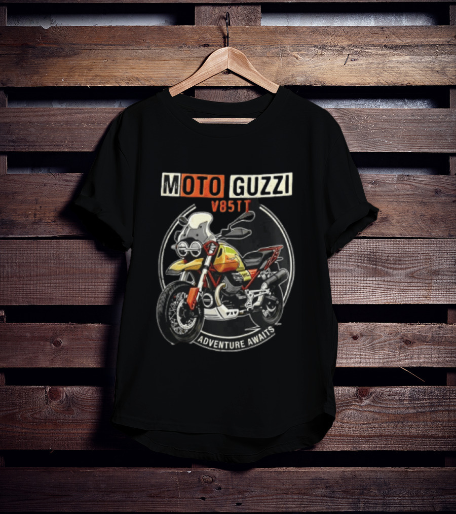 Moto Guzzi V85TT Adventure Awaits Motorcycle T-Shirt