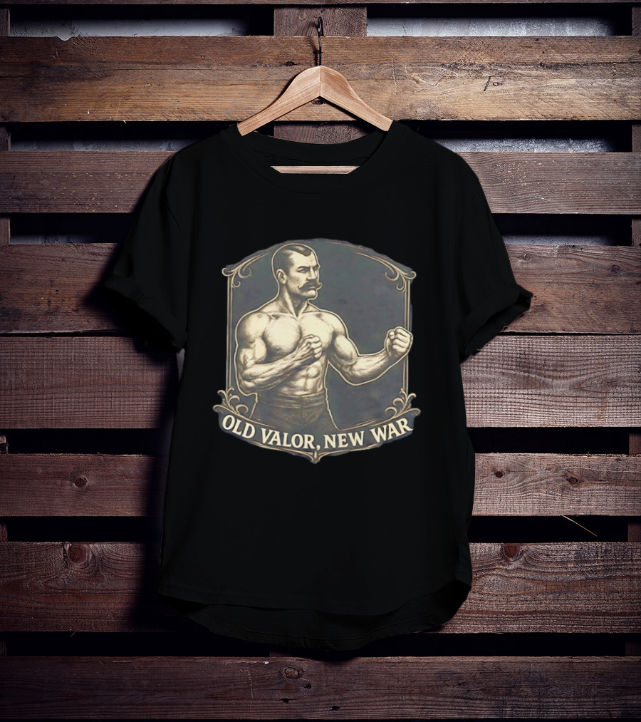 Old Valor New War Mustachioed Boxer T-Shirt