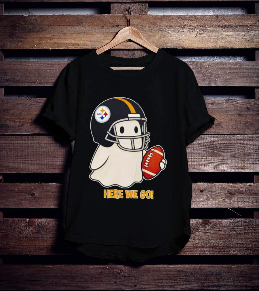 Pittsburgh Steelers Halloween Ghost Football Here We Go 2026 T-Shirt
