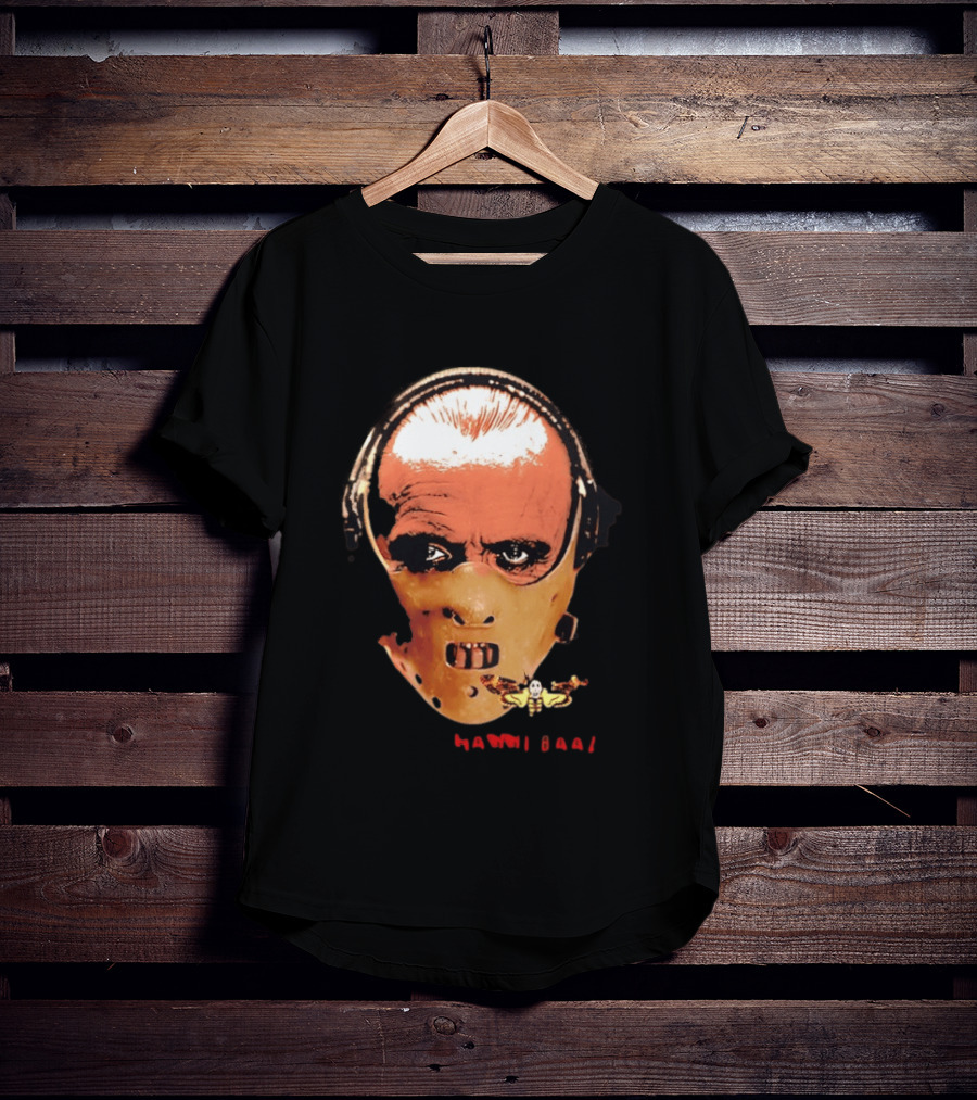 Hannibal Lecter Silence Of The Lamb Halloween Horror Mask With Skull Moth T-Shirt