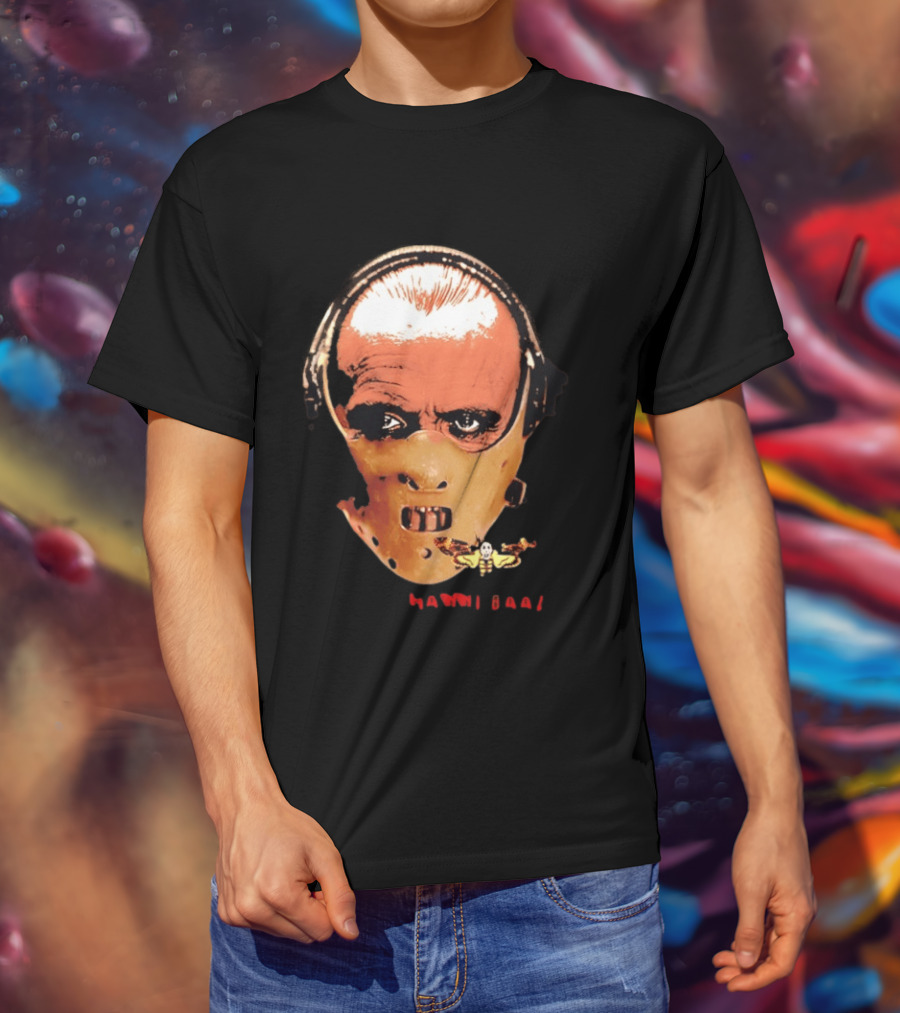 Hannibal Lecter Silence Of The Lamb Halloween Horror Mask With Skull Moth T-Shirt