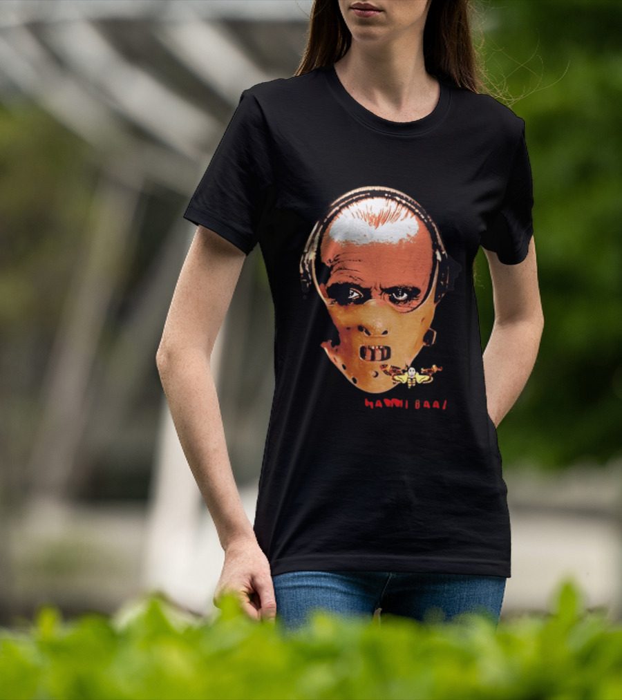 Hannibal Lecter Silence Of The Lamb Halloween Horror Mask With Skull Moth T-Shirt