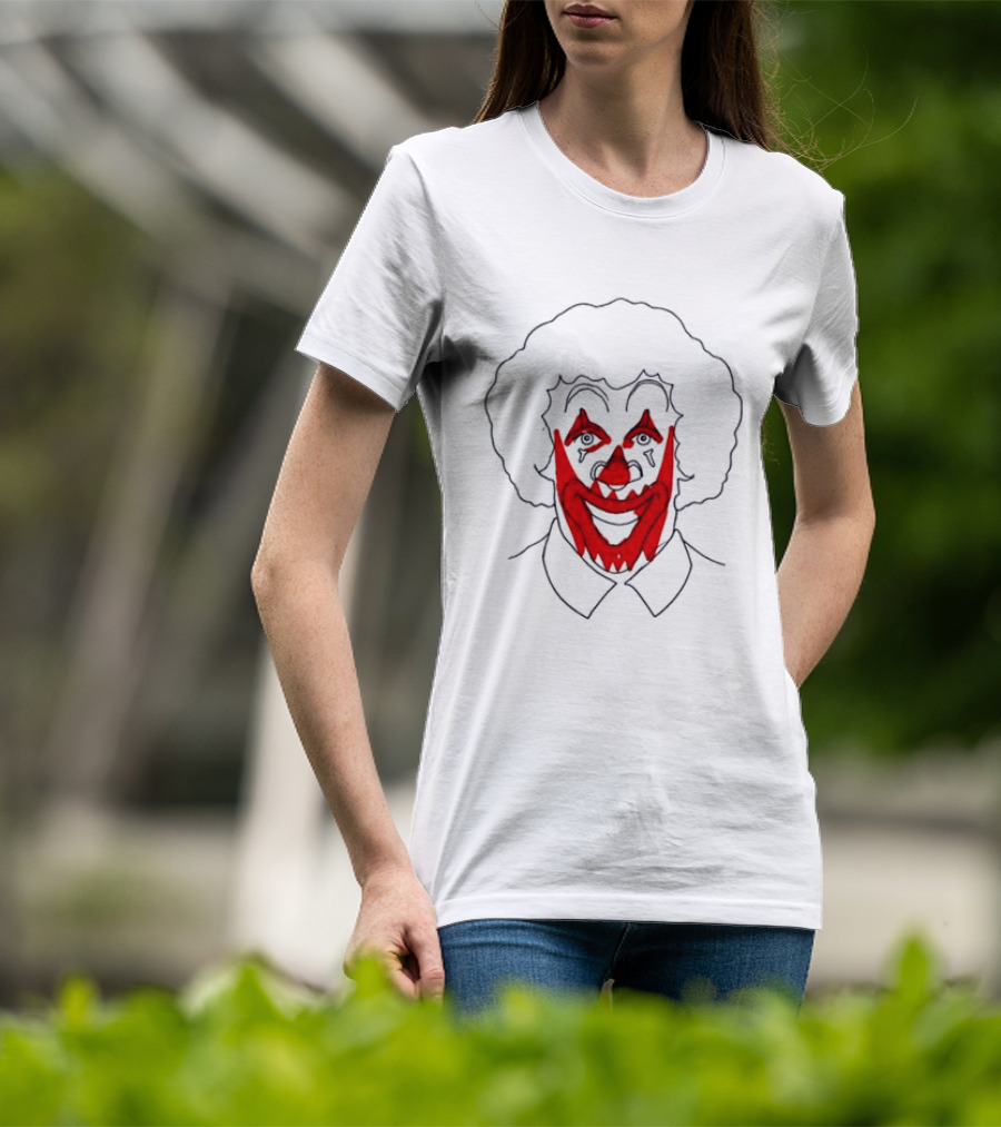 Asspizza Store Ronald Clown Face Drawing Red Lips White Collar T-Shirt