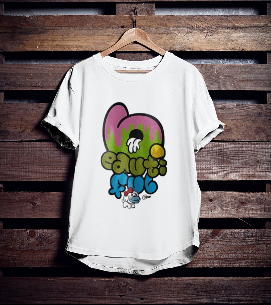 Beautiful Graffiti Lettering Dripping Paint Cartoon Dog With Spray Can T-Shirt