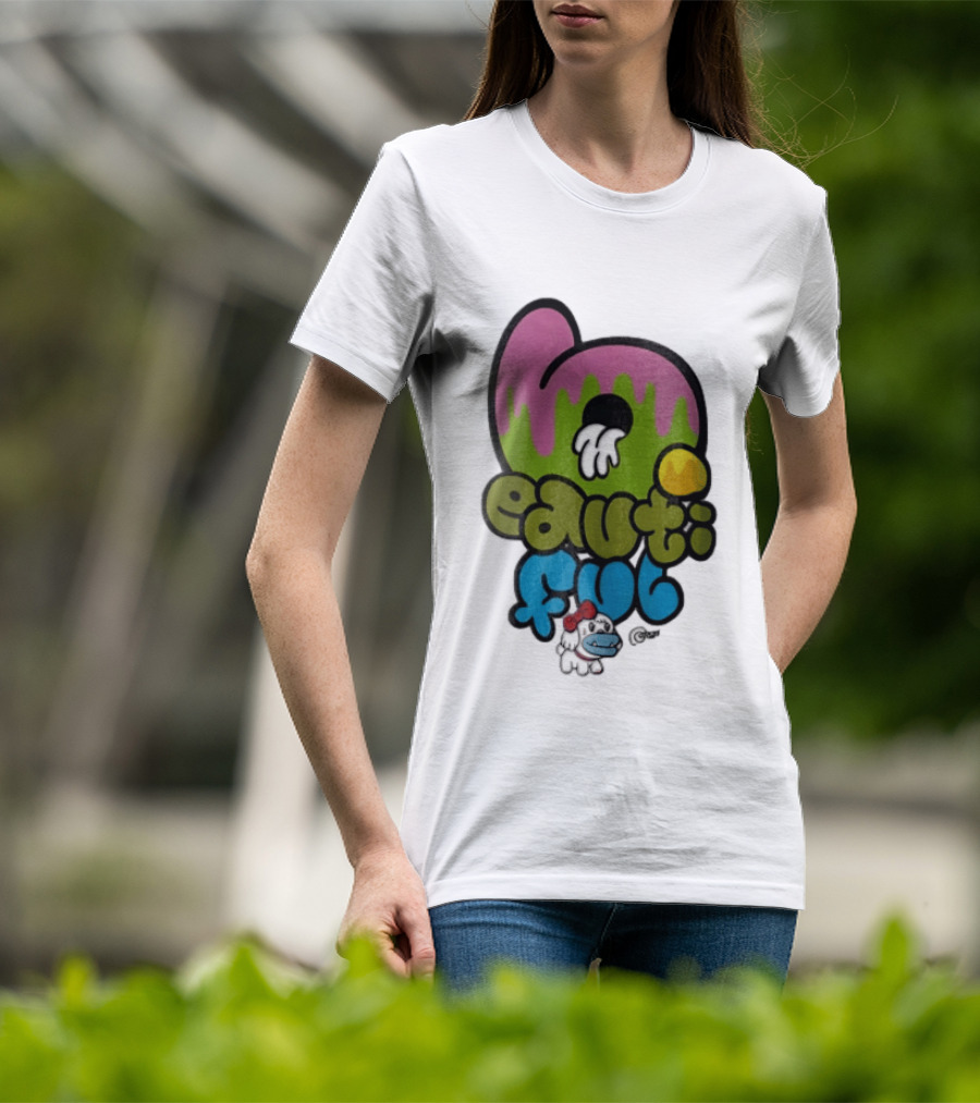 Beautiful Graffiti Lettering Dripping Paint Cartoon Dog With Spray Can T-Shirt