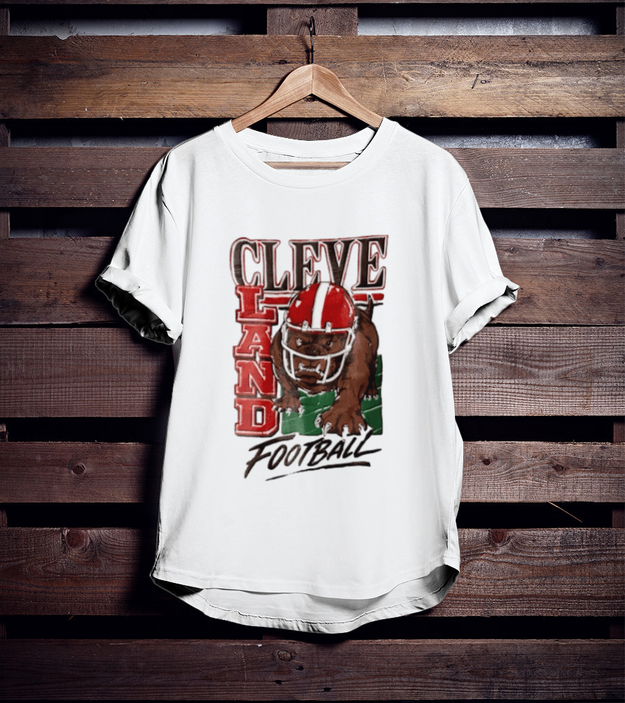 Cleveland Browns Bulldog Football Helmet Mascot Running T-Shirt