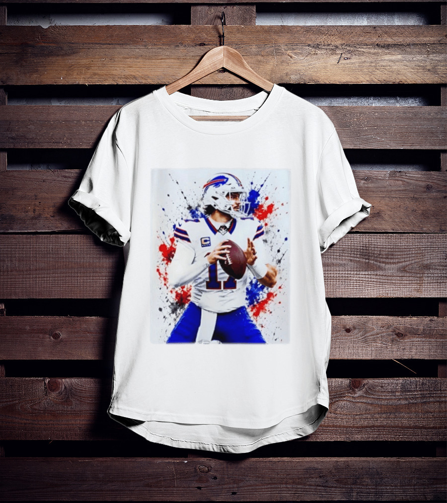 Buffalo Bills Josh Allen Paint Splatter Style Football Quarterback T-Shirt