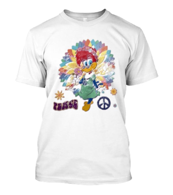 Peace Winnie Woodpecker Flower Crown Rainbow Sign T-Shirt