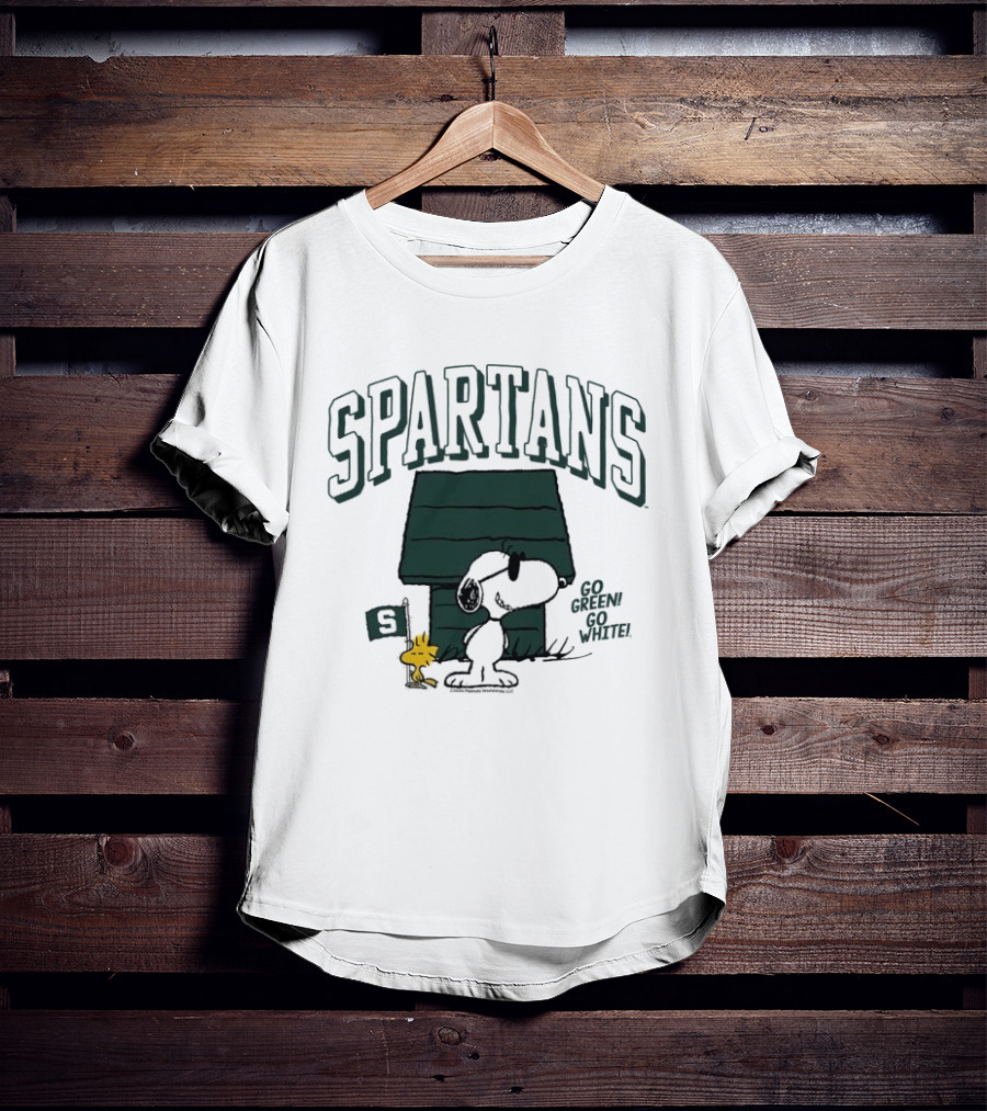 Spartans Snoopy Go Green Go White T-Shirt