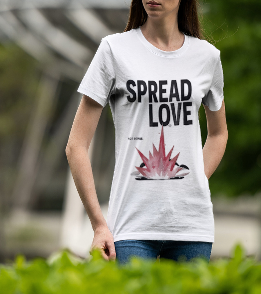 Spread Love NOT Bombs Pink Explosion Hearts T-Shirt