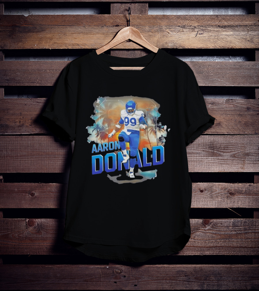 Aaron Donald 99 Los Angeles Rams Sunset Cityscape T-Shirt